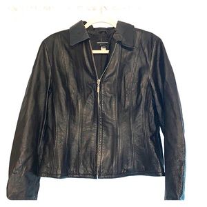 Leather ‘biker’ jacket